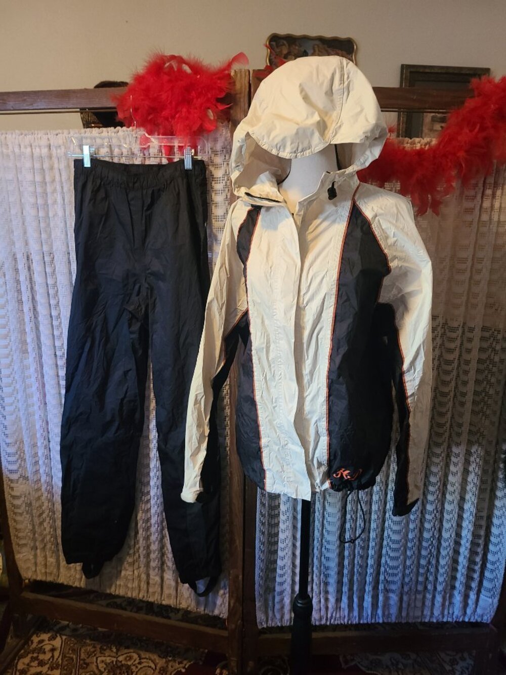 Harley Davidson Raingear Pants & Jacket Black Orange White SZ S Pant XS Jacket